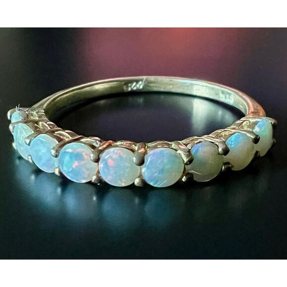 None and/or Unknown0 Jewelry - Opal and Sterling Silver  7-Stone Anniversary Band